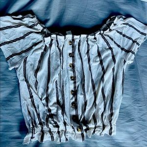 H&M off-the-shoulder striped crop top